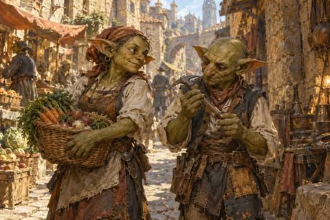 Painted landscape illustration of Goblins.