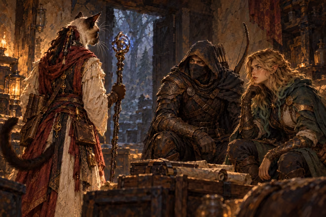 Nixy brings the Staff of Dark Passage to the hiding place